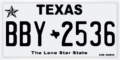 TX license plate BBY2536