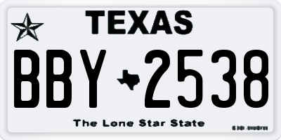 TX license plate BBY2538