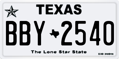 TX license plate BBY2540
