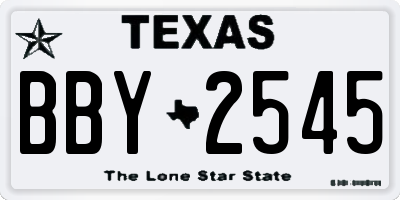 TX license plate BBY2545