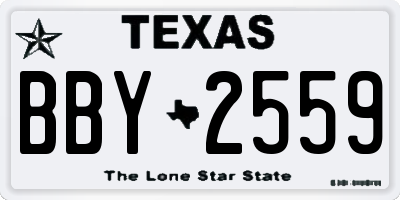 TX license plate BBY2559