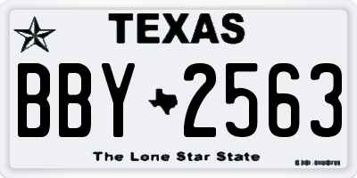 TX license plate BBY2563