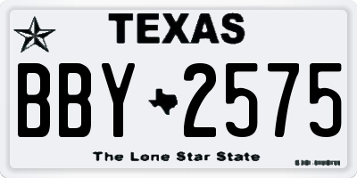 TX license plate BBY2575