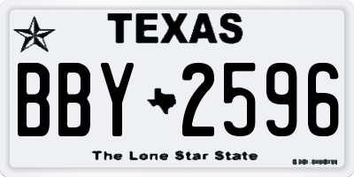 TX license plate BBY2596