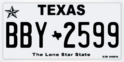 TX license plate BBY2599