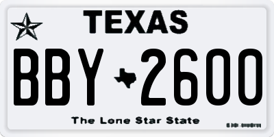 TX license plate BBY2600