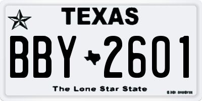 TX license plate BBY2601