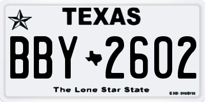 TX license plate BBY2602