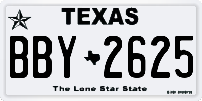 TX license plate BBY2625