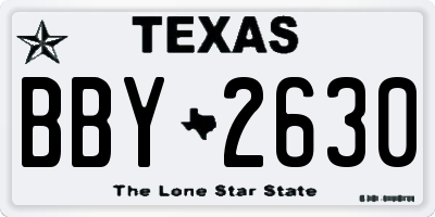 TX license plate BBY2630