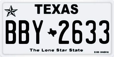 TX license plate BBY2633