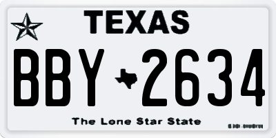 TX license plate BBY2634