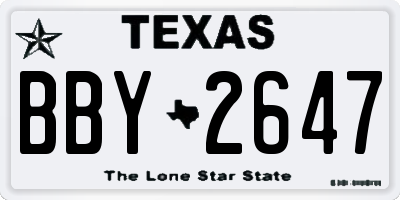 TX license plate BBY2647