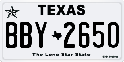 TX license plate BBY2650