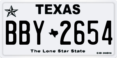 TX license plate BBY2654