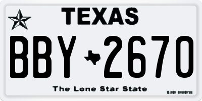TX license plate BBY2670