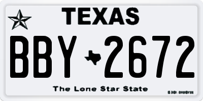 TX license plate BBY2672