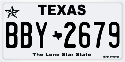 TX license plate BBY2679