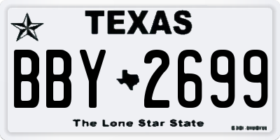 TX license plate BBY2699