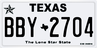 TX license plate BBY2704