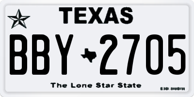 TX license plate BBY2705
