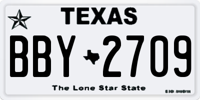 TX license plate BBY2709