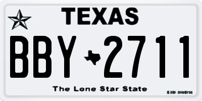 TX license plate BBY2711