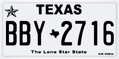 TX license plate BBY2716