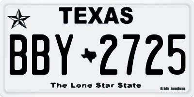TX license plate BBY2725