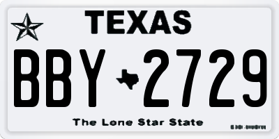 TX license plate BBY2729