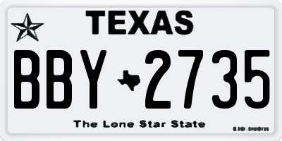 TX license plate BBY2735