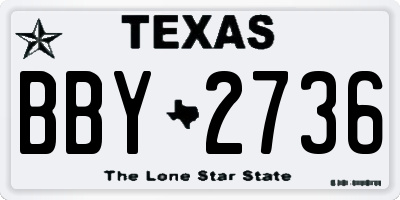 TX license plate BBY2736