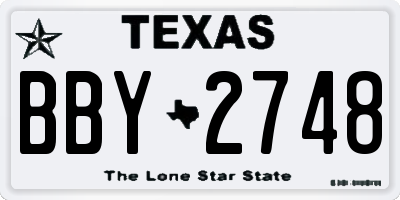 TX license plate BBY2748