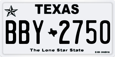 TX license plate BBY2750