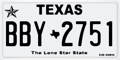 TX license plate BBY2751