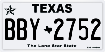 TX license plate BBY2752