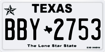 TX license plate BBY2753