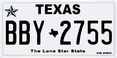 TX license plate BBY2755