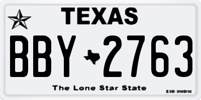 TX license plate BBY2763