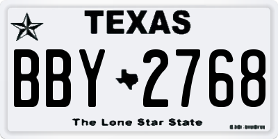 TX license plate BBY2768