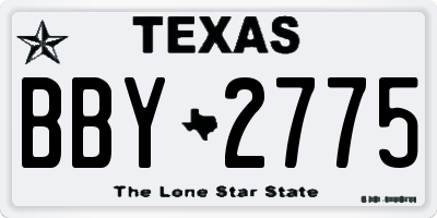 TX license plate BBY2775