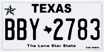 TX license plate BBY2783