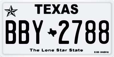 TX license plate BBY2788