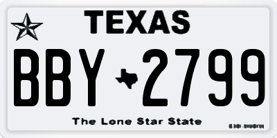 TX license plate BBY2799