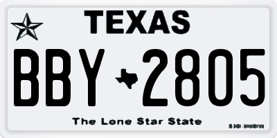 TX license plate BBY2805
