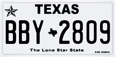 TX license plate BBY2809