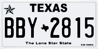TX license plate BBY2815