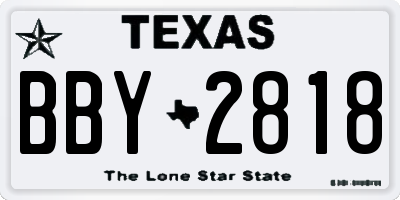 TX license plate BBY2818