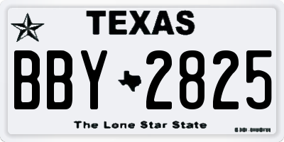 TX license plate BBY2825