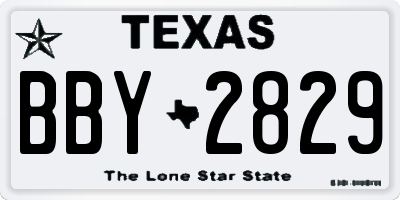 TX license plate BBY2829